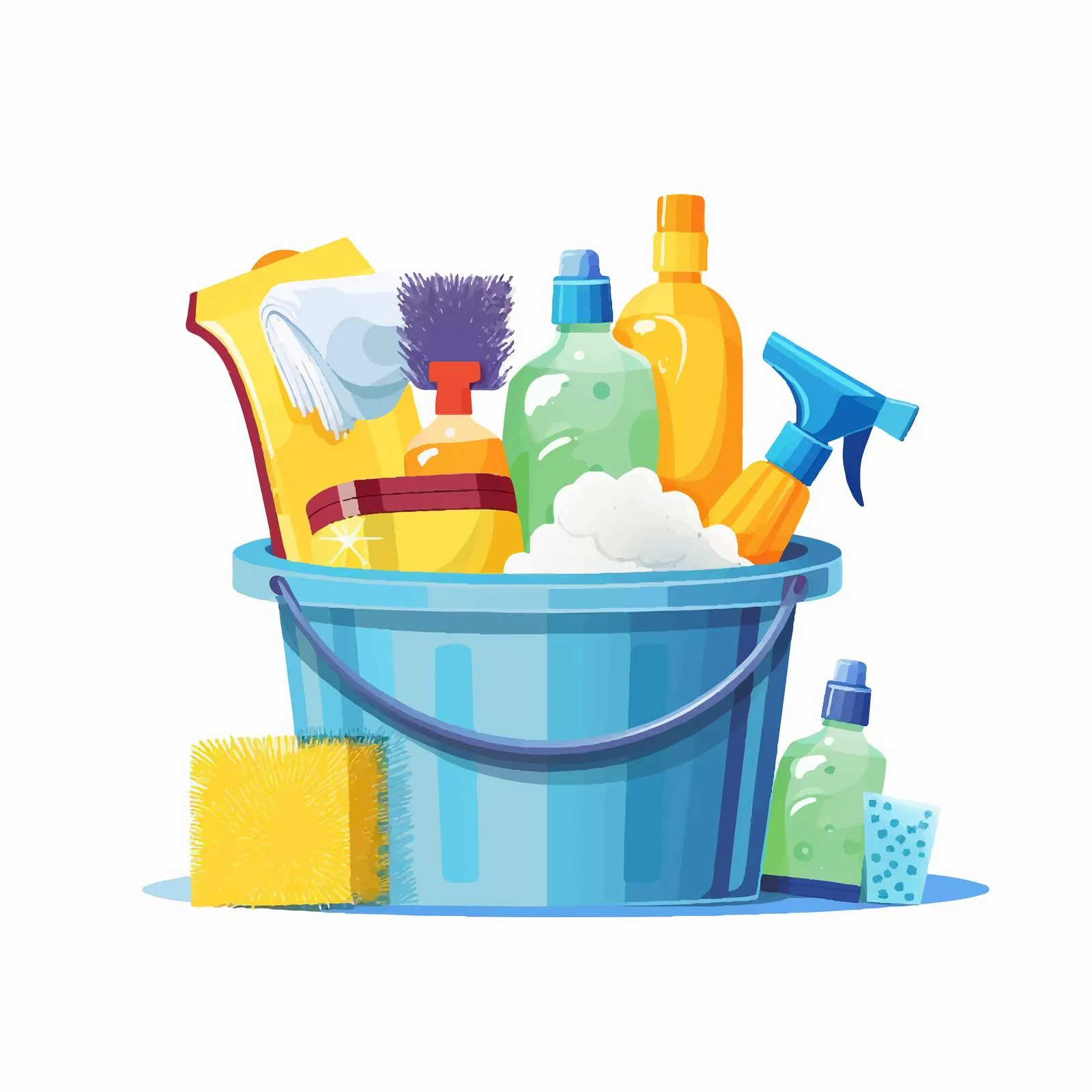 Cleaning Supplies in a Bucket with Gloves — free download from Dotvec