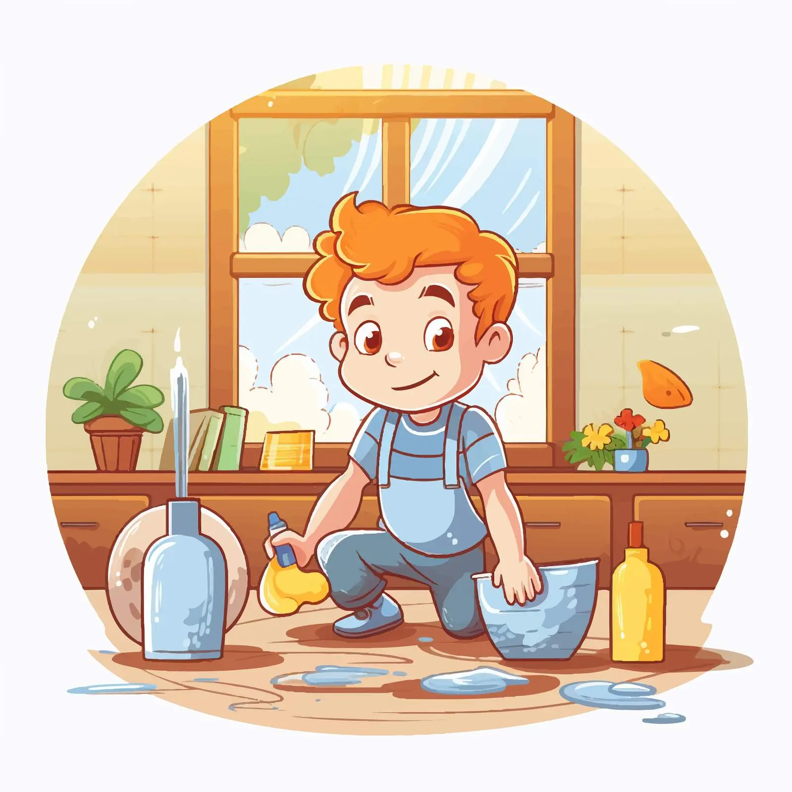 Cartoon Vector Illustration of House Cleaning — free download from Dotvec