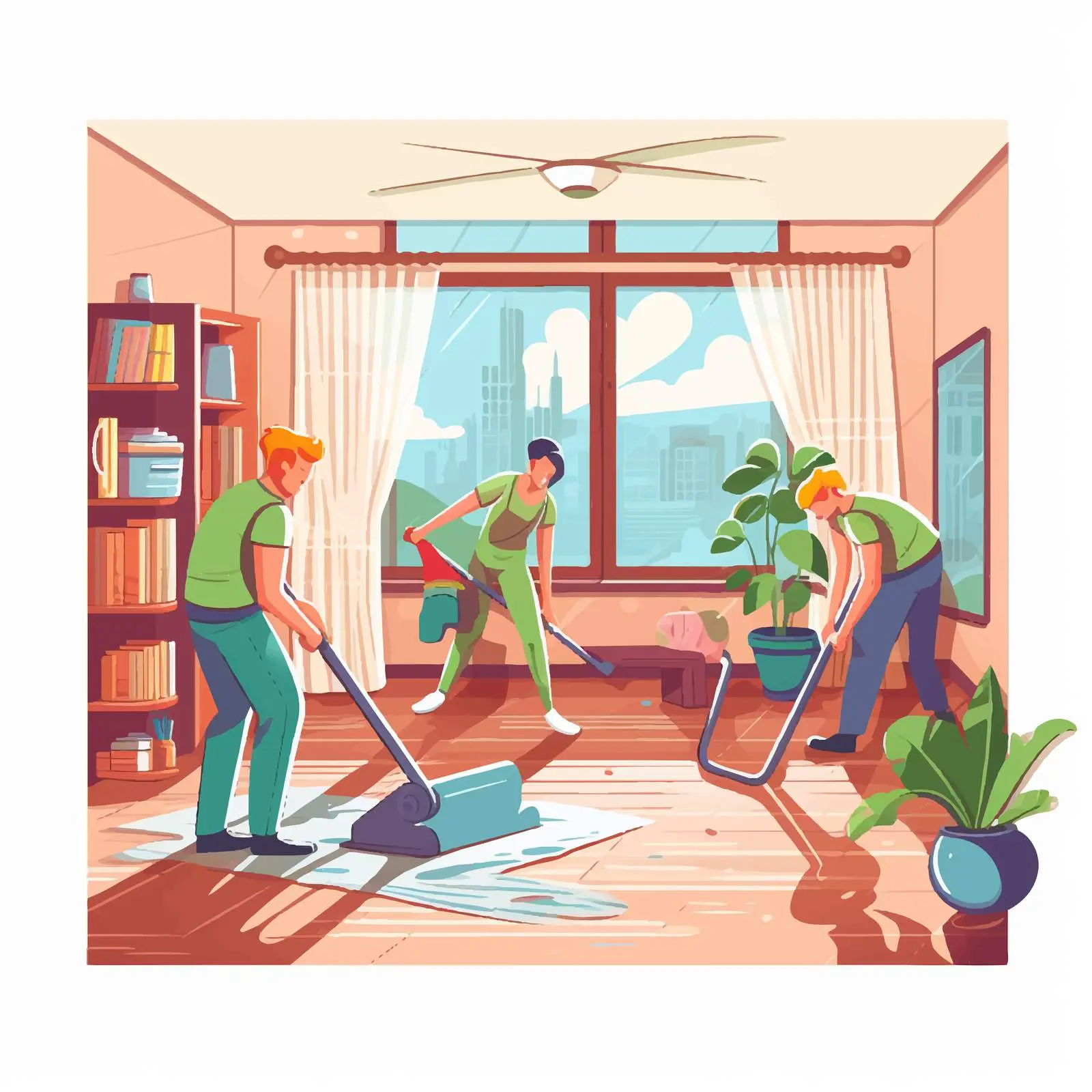 Cartoon House Cleaning Vector Illustration – free checklist image from Dotvec