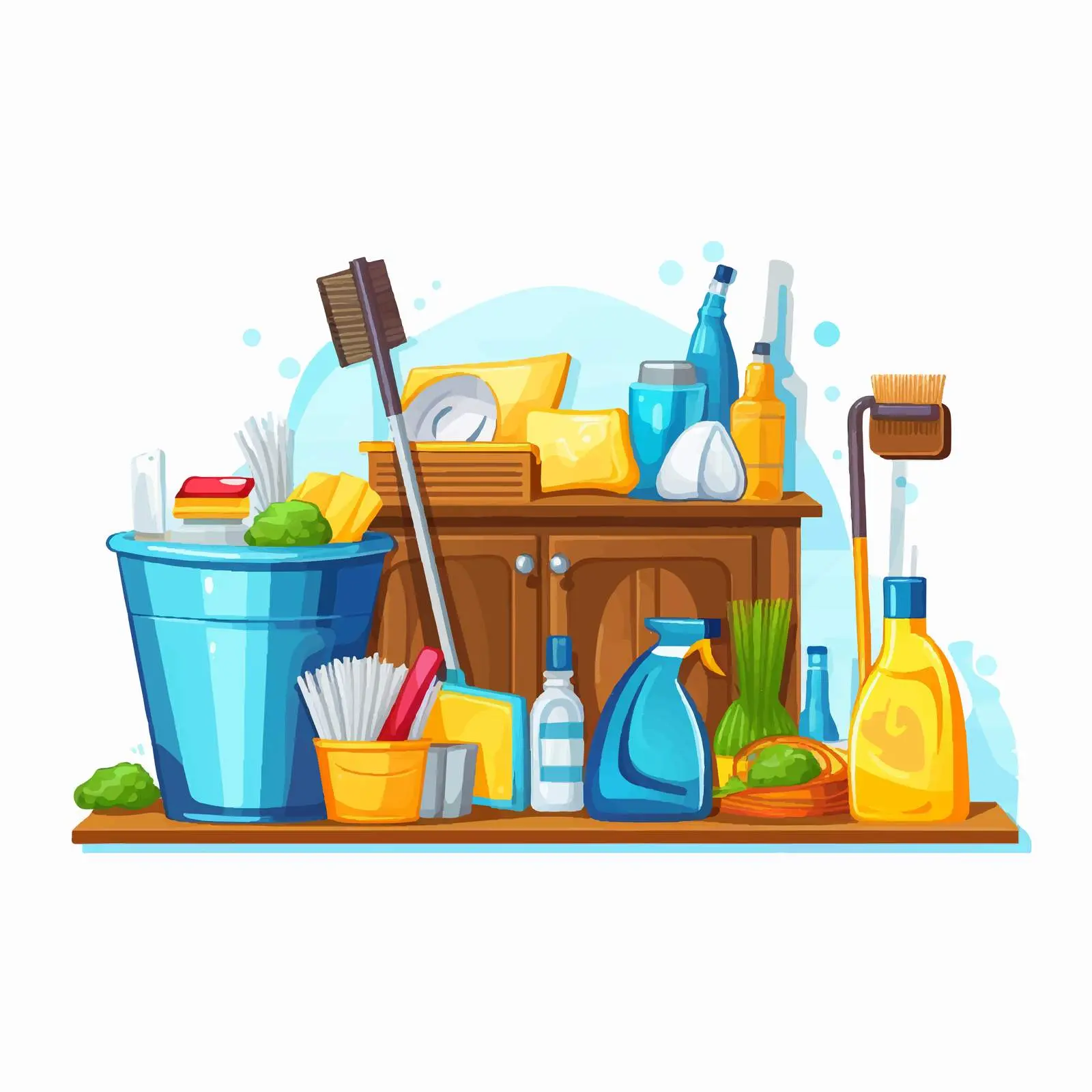 House Cleaning Cartoon Vector Illustration – free mop image from Dotvec