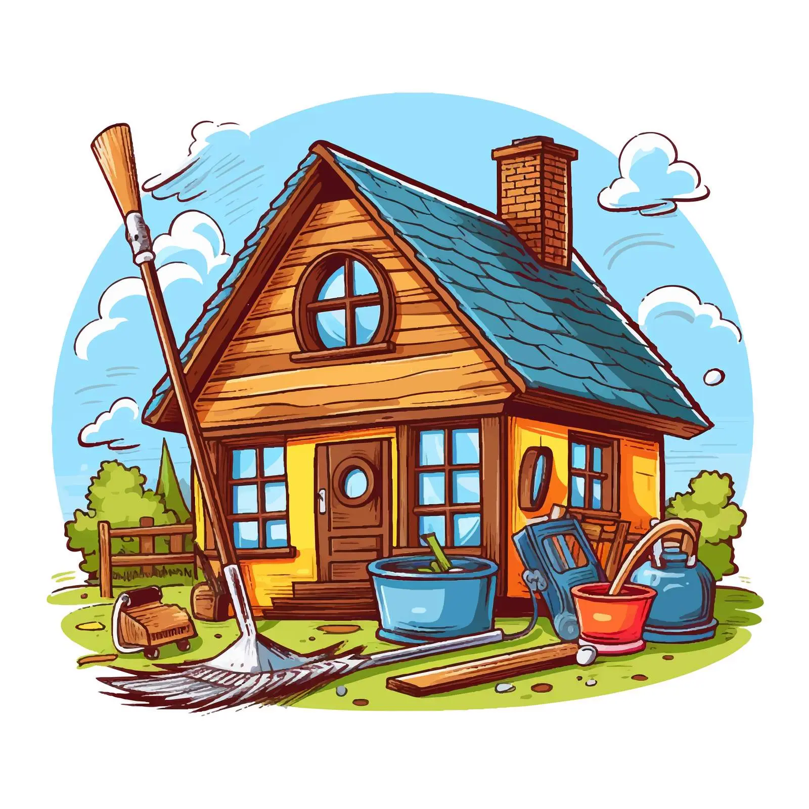 Cartoon House Cleaning Vector Illustration — free download from Dotvec