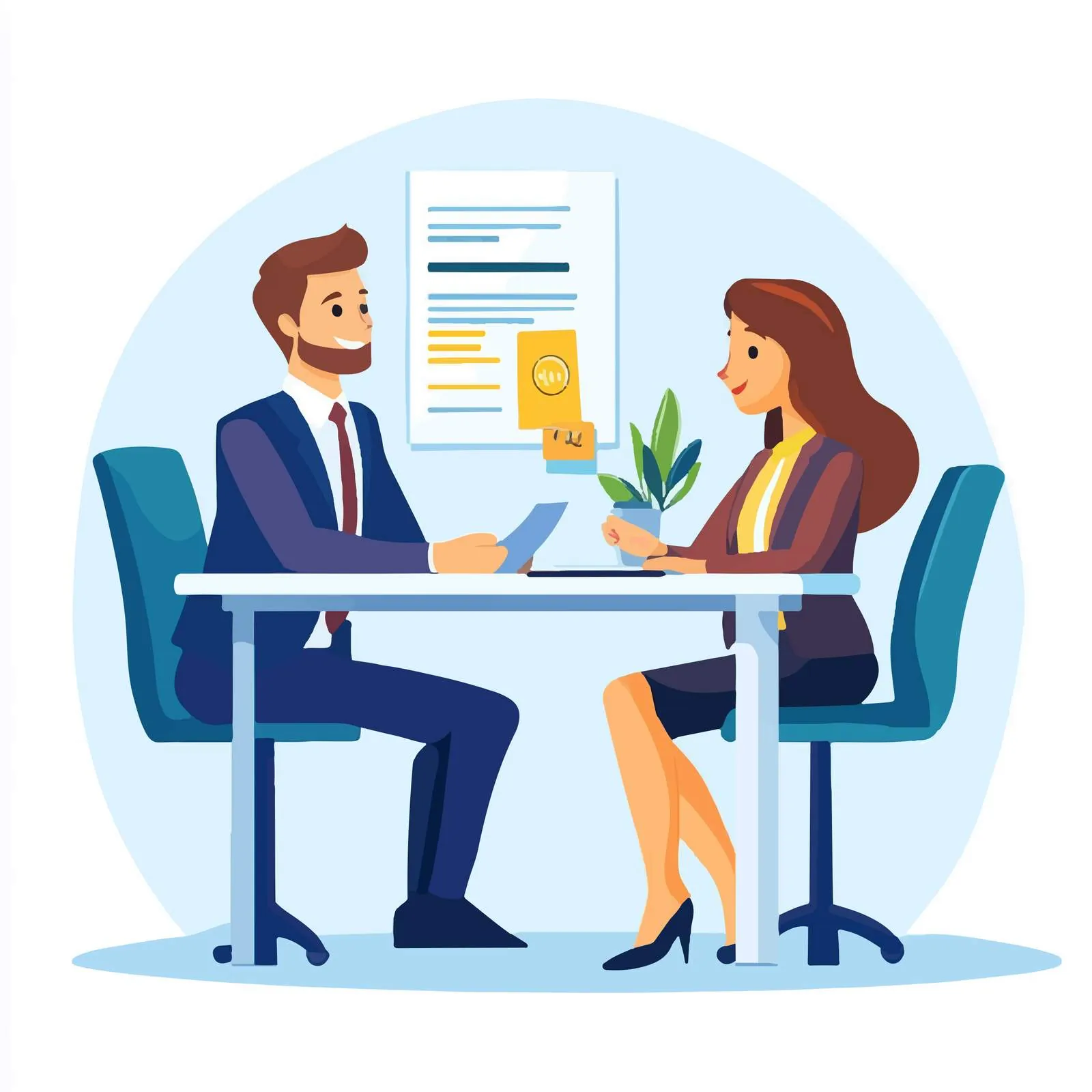 Client Consulting with Bank Adviser at Desk – free budget plan image from Dotvec