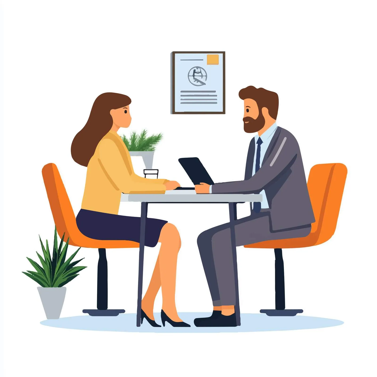 Client Consulting with Bank Adviser at Desk — free download from Dotvec