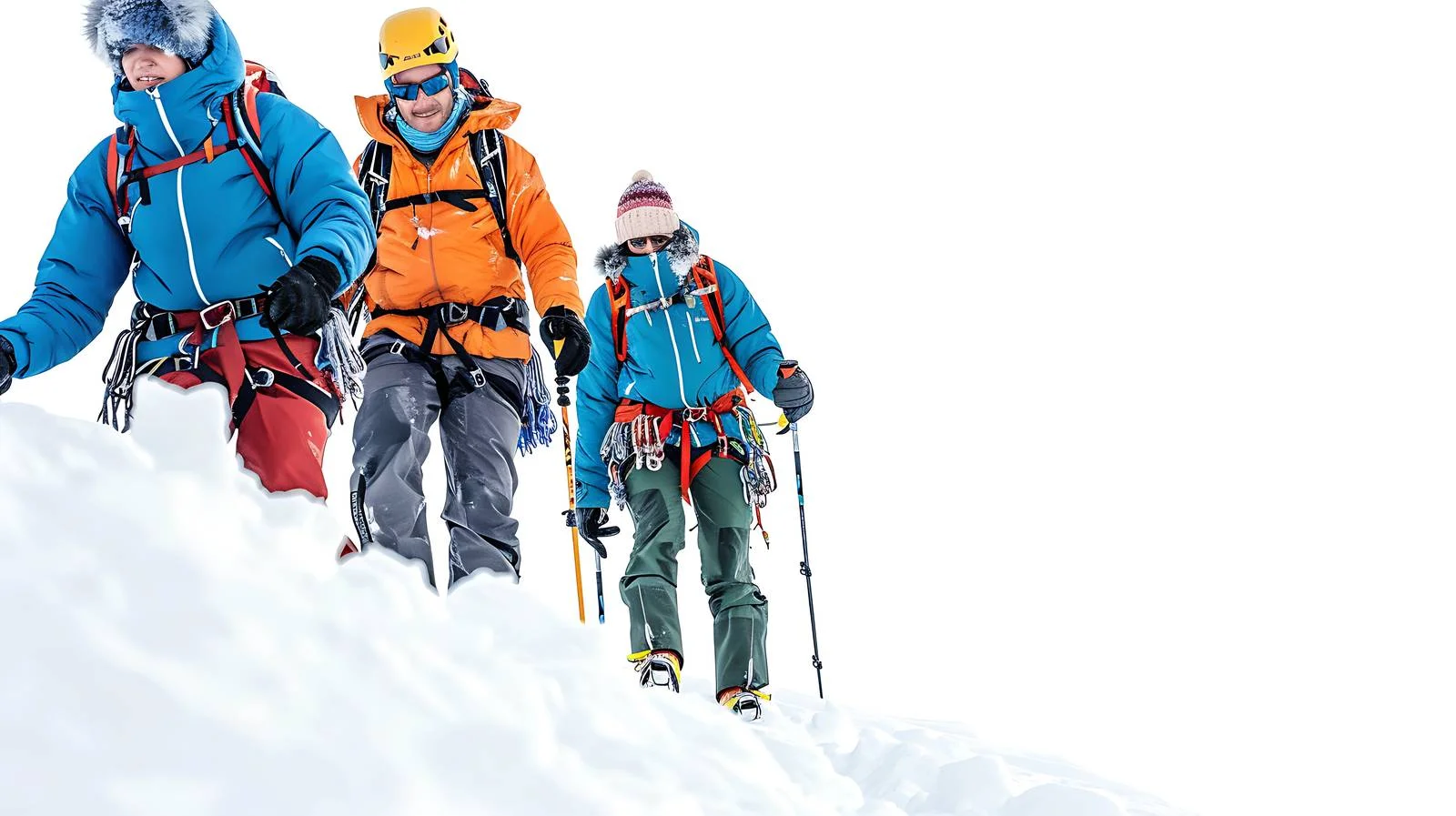 Expert Guide Ascends Summit with Two Clients — free download from Dotvec