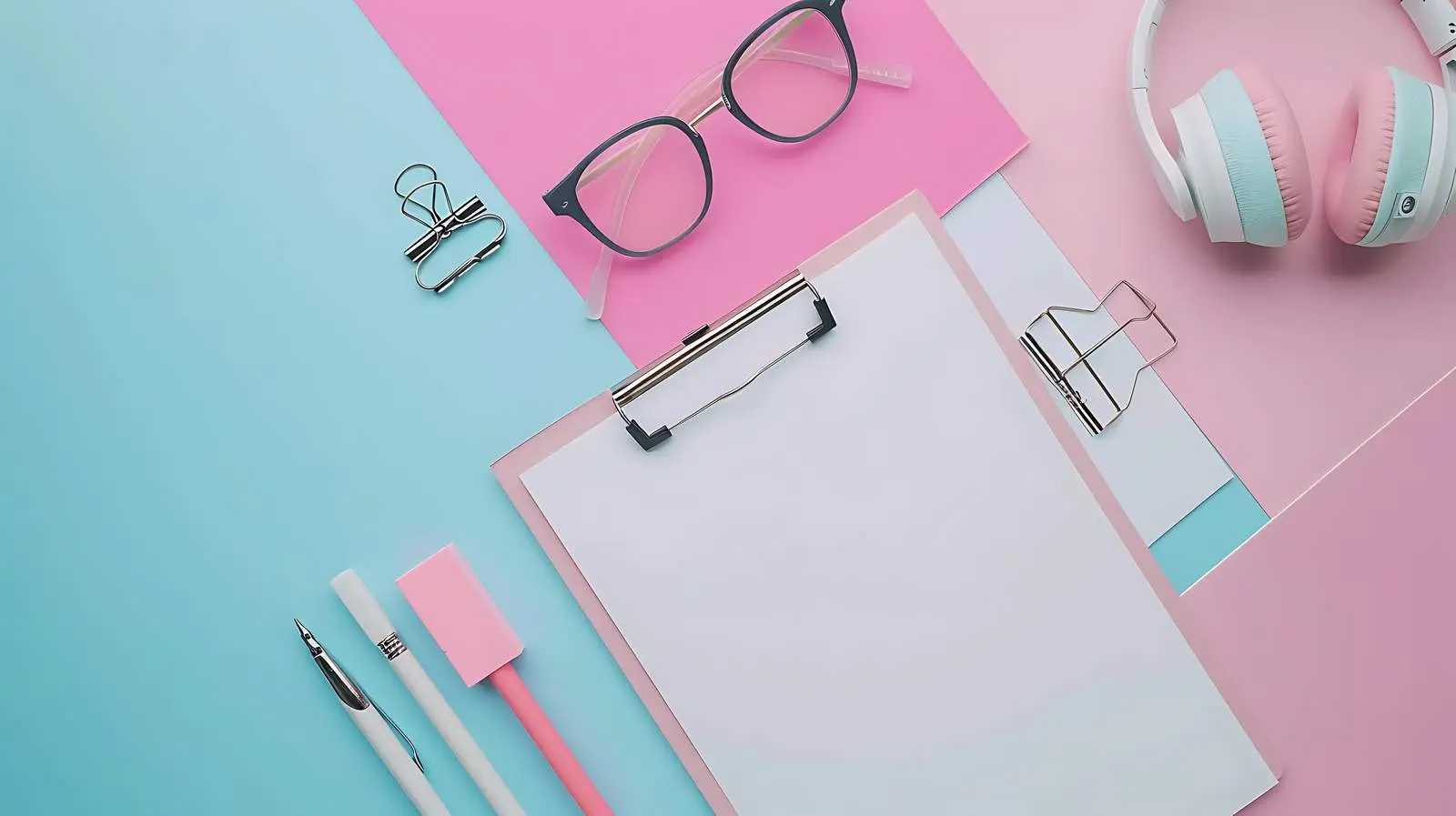 Wireless Headphones and Glasses on Pastel Background – free audio image from Dotvec