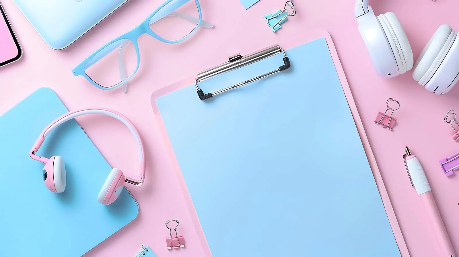 Wireless Headphones and Glasses on Pastel Background – free wireless image from Dotvec