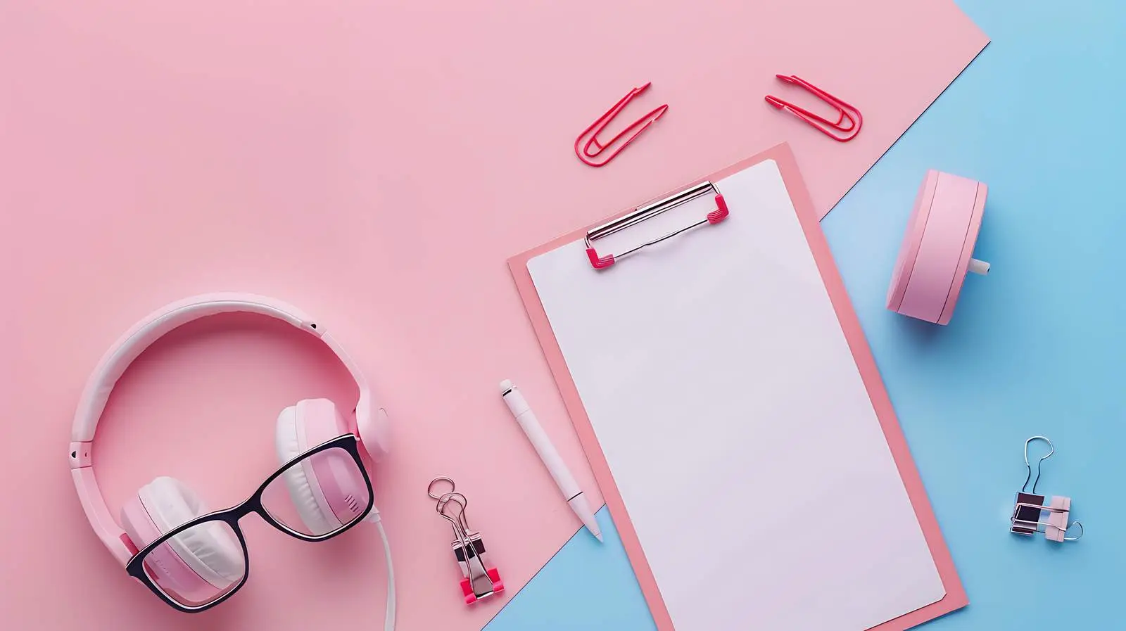 Wireless Headphones and Glasses on Pastel Background – free wireless image from Dotvec