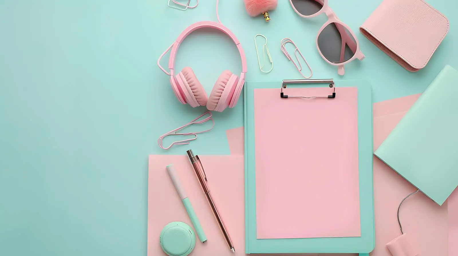 Office Supplies with Headphones and Notepad – free wireless image from Dotvec