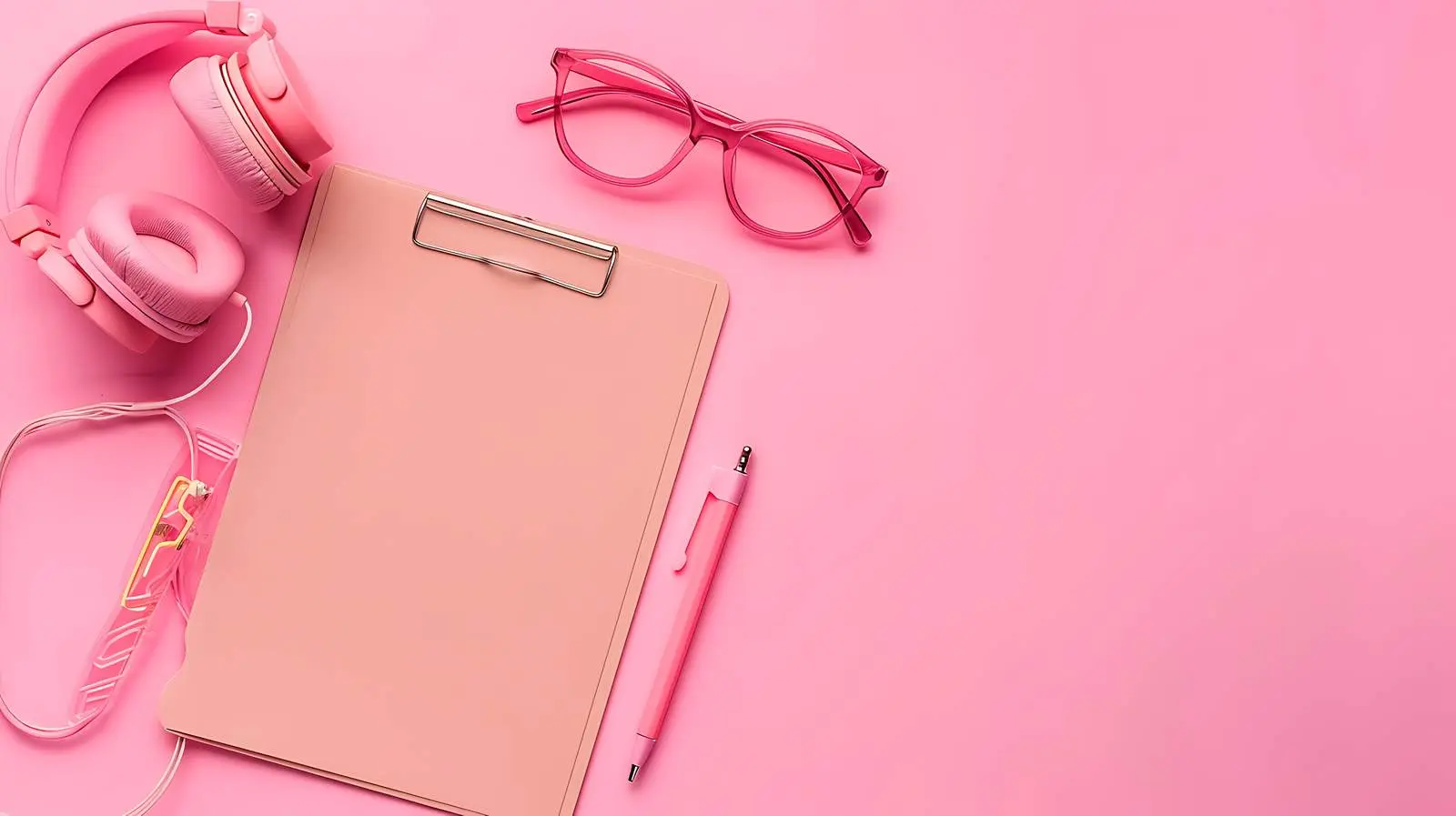 Notepad with Glasses and Wireless Headphones – free wireless image from Dotvec