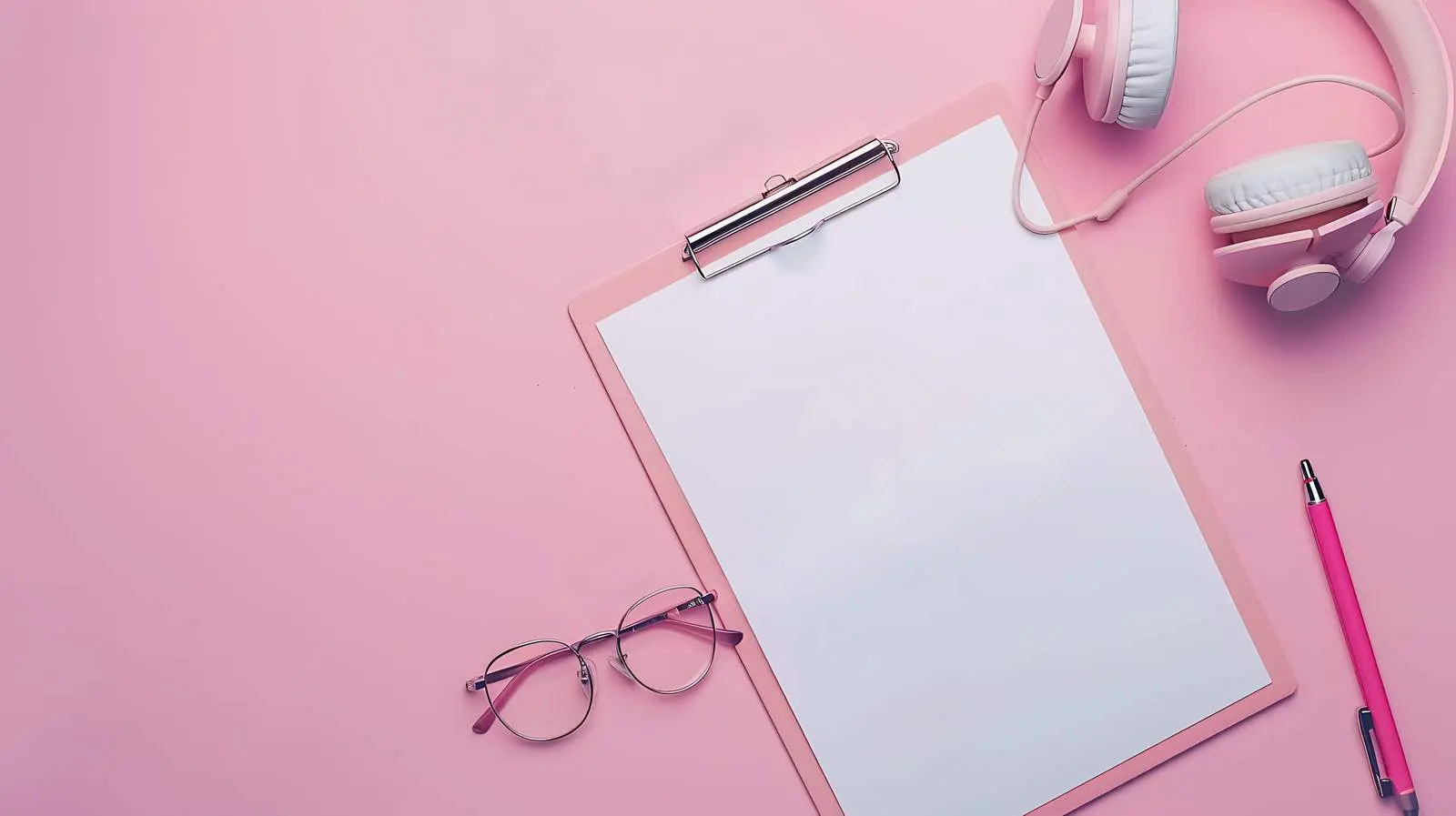 Workspace Essentials with Headphones and Notepad – free wireless image from Dotvec