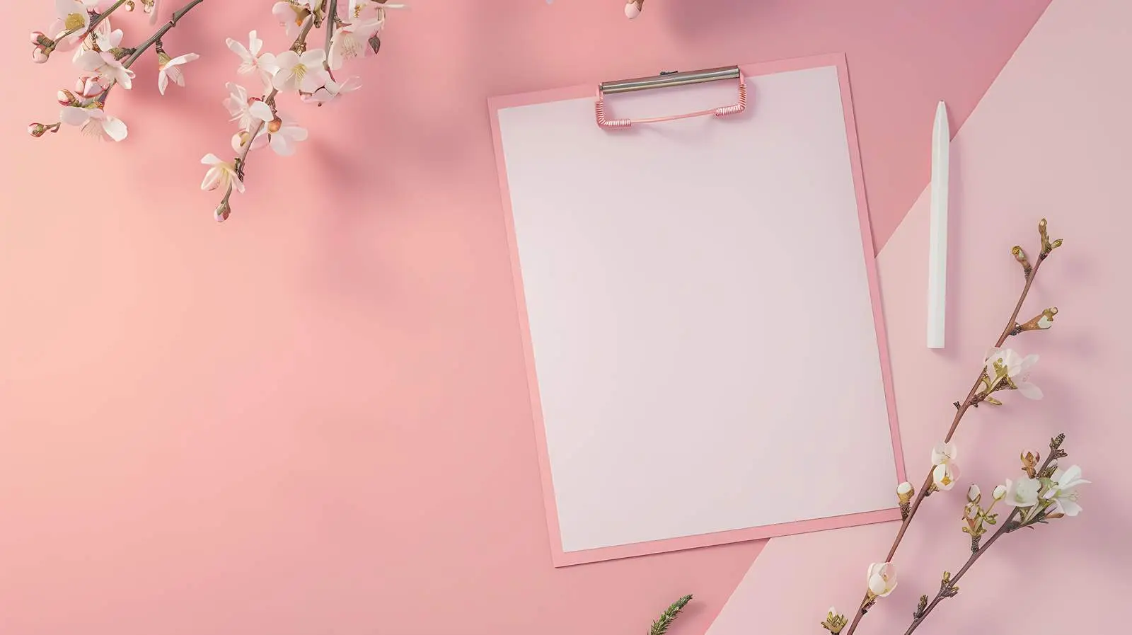 Clipboard with Floral Buds on Pastel Background — free download from Dotvec