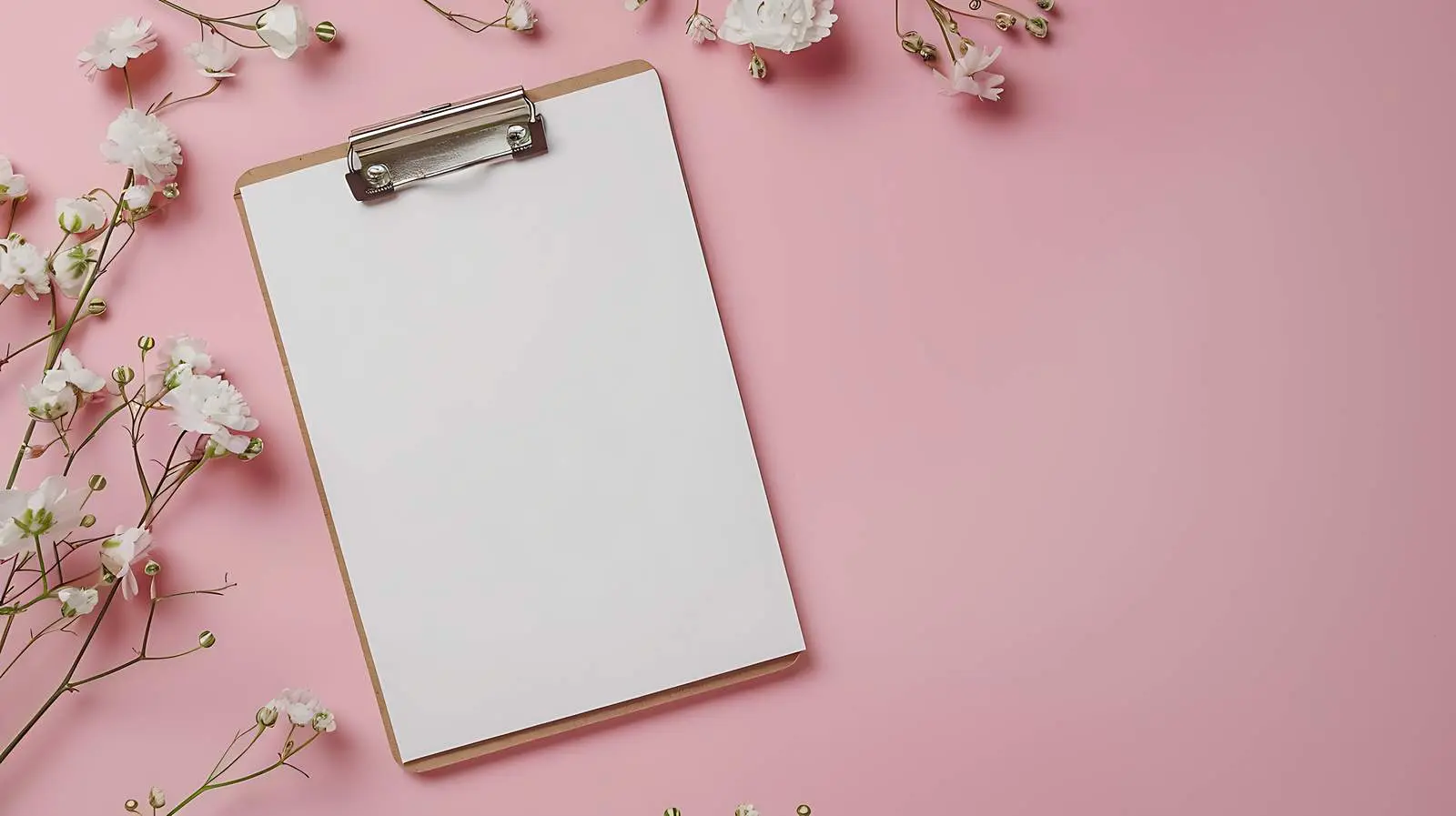 Blank Clipboard with Flower Buds Background — free download from Dotvec