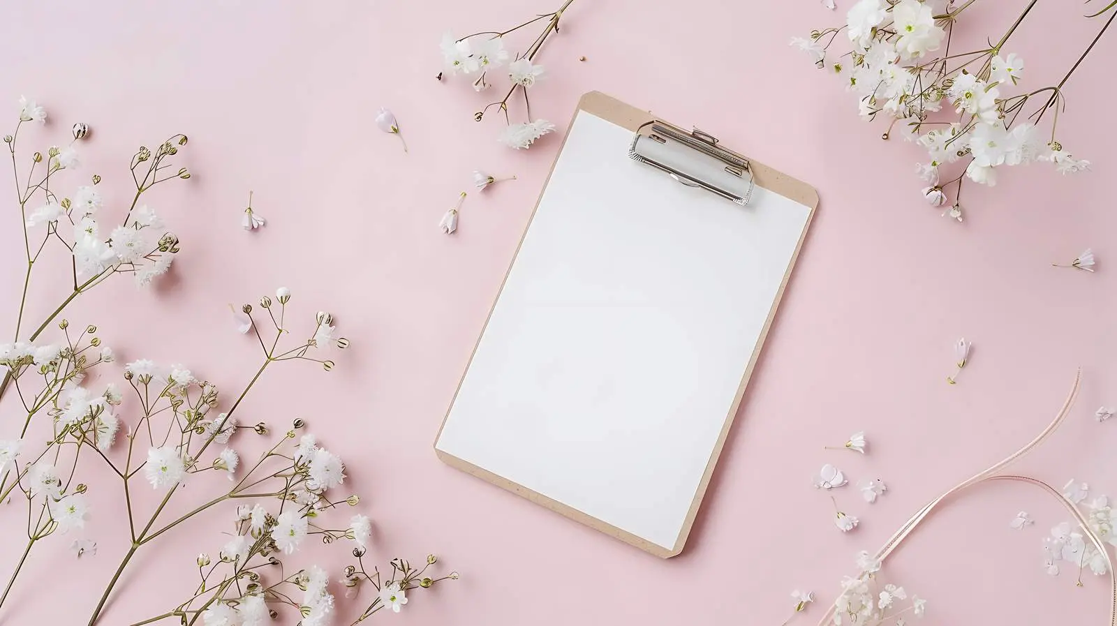 Clipboard Pad with Flower Buds on Pastel Background – free note taking image from Dotvec