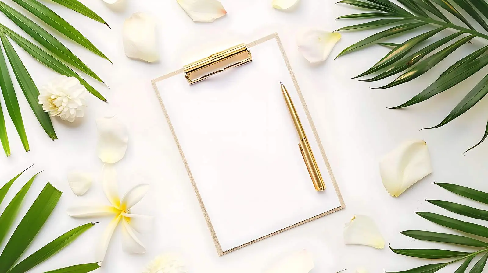 Blank Clipboard with Golden Pen and Clips — free download from Dotvec