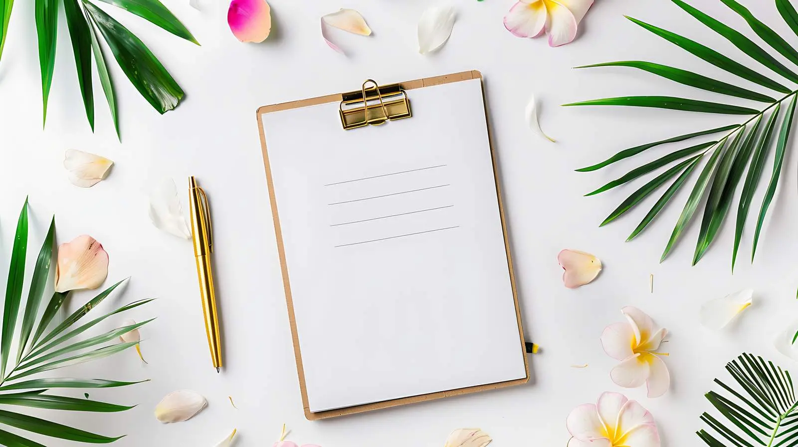 Clipboard with Golden Pen and Paper Clips – free school image from Dotvec