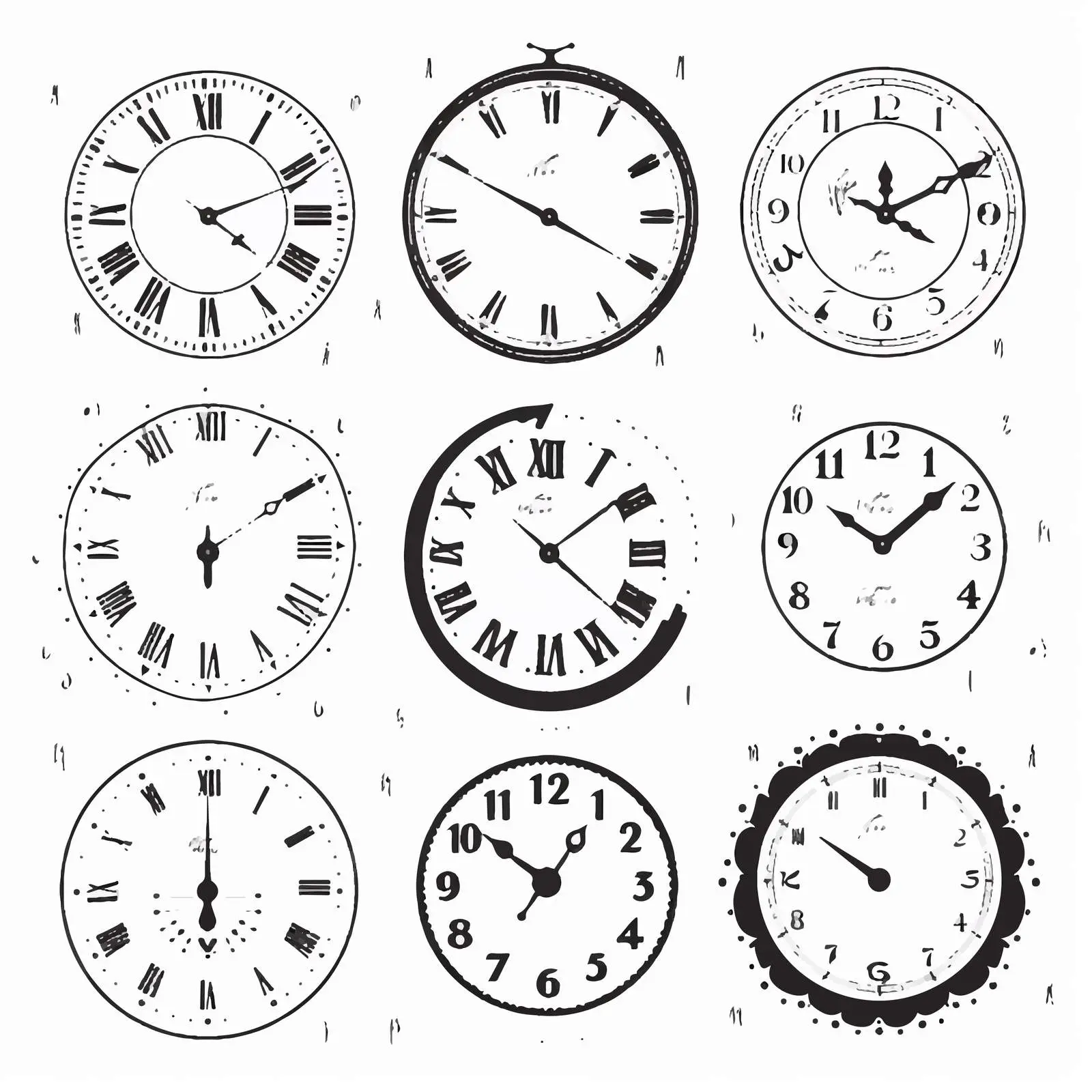 Vintage and Modern Clock Face Set Vector — free download from Dotvec