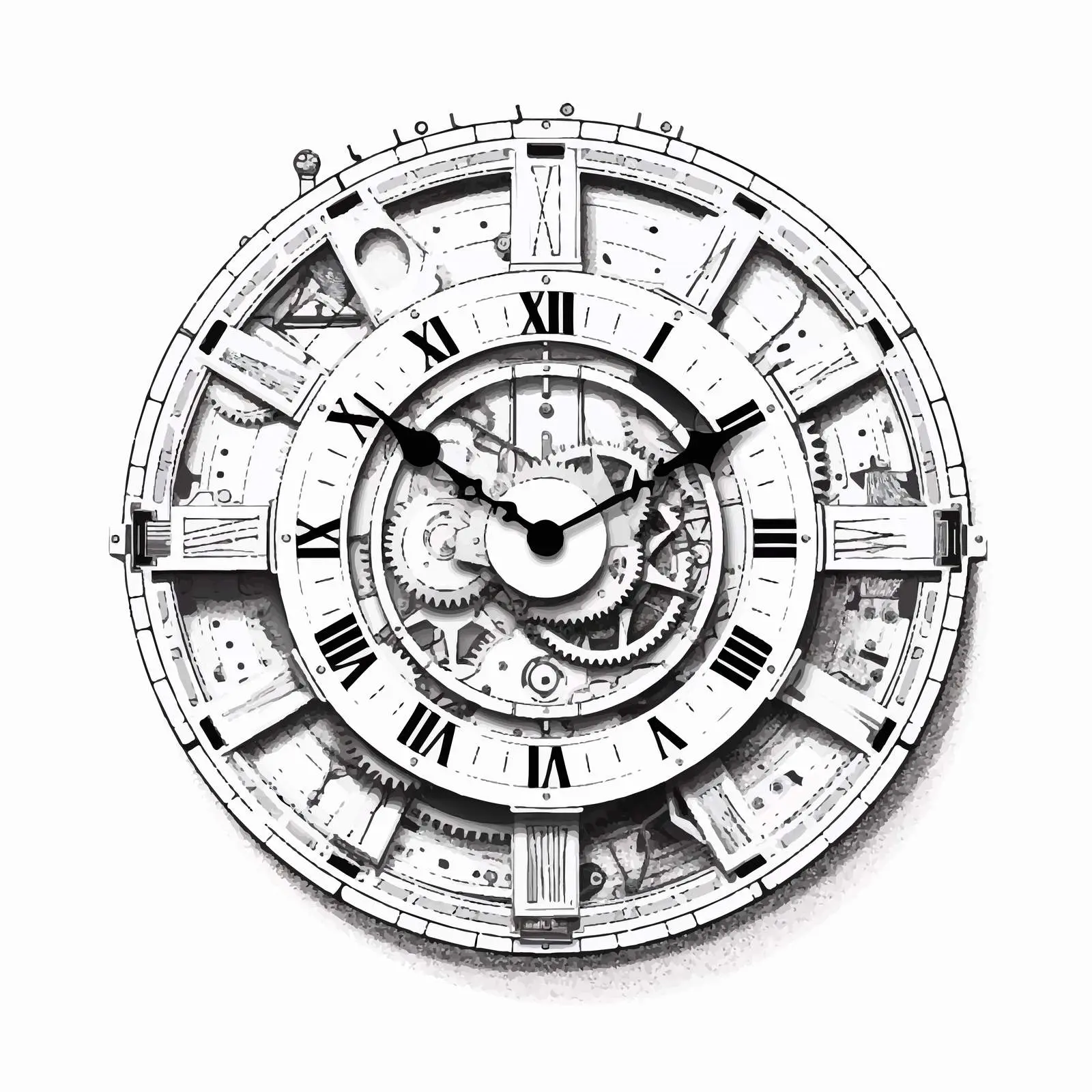 Clock Line Vector Illustration on White Background — free download from Dotvec