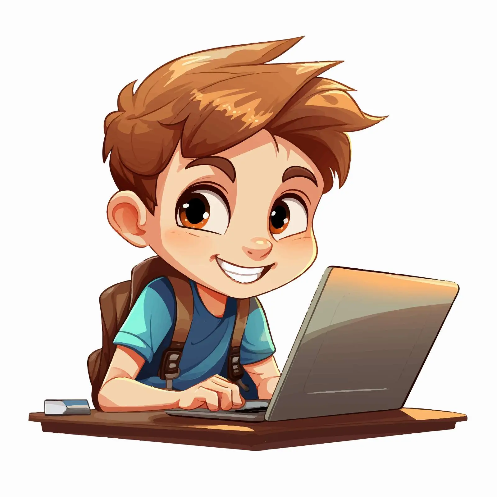 Boy Working on Computer Vector Illustration — free download from Dotvec