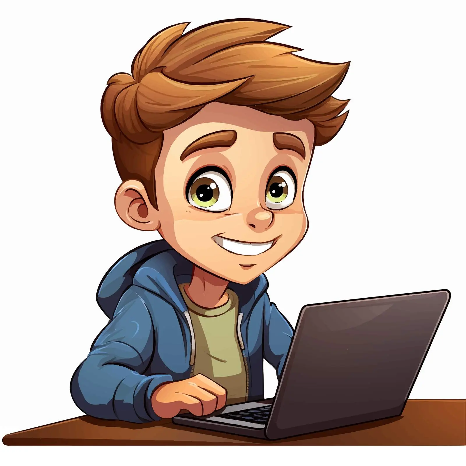Close Up Boy Working on Computer Vector Art — free download from Dotvec
