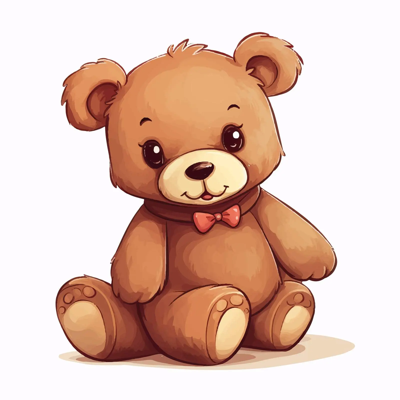 Close-Up Cartoon Brown Teddy Bear Vector Illustration – free adorable bear image from Dotvec