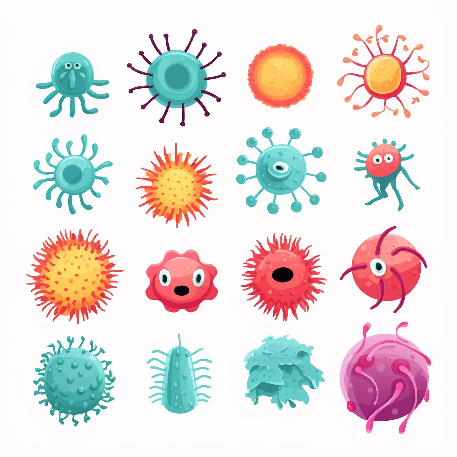 Close-Up Illustration of Various Virus Types — free download from Dotvec
