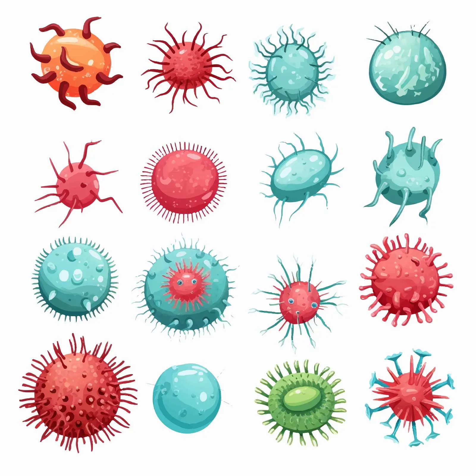 Close-Up Illustration of Various Virus Types – free disease control image from Dotvec