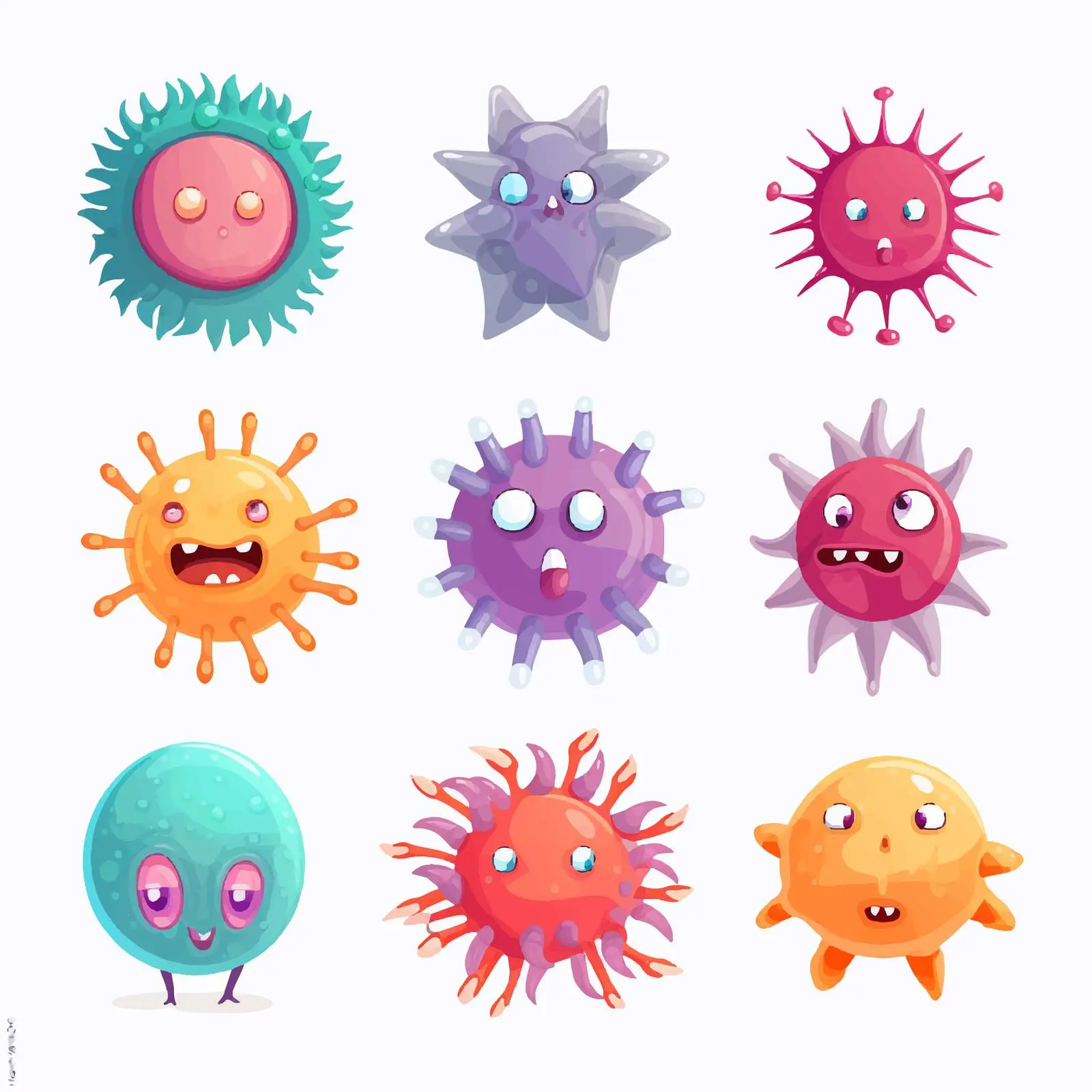 Different Types of Viruses Illustration Close-Up — free download from Dotvec