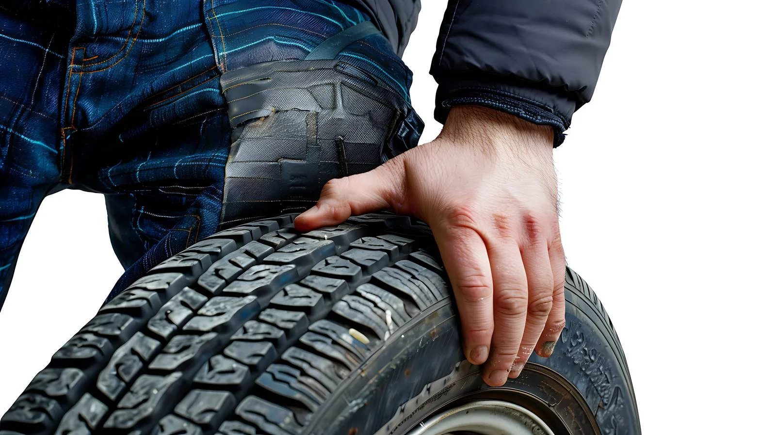 Mechanic retrieving spare tire from car — free download from Dotvec