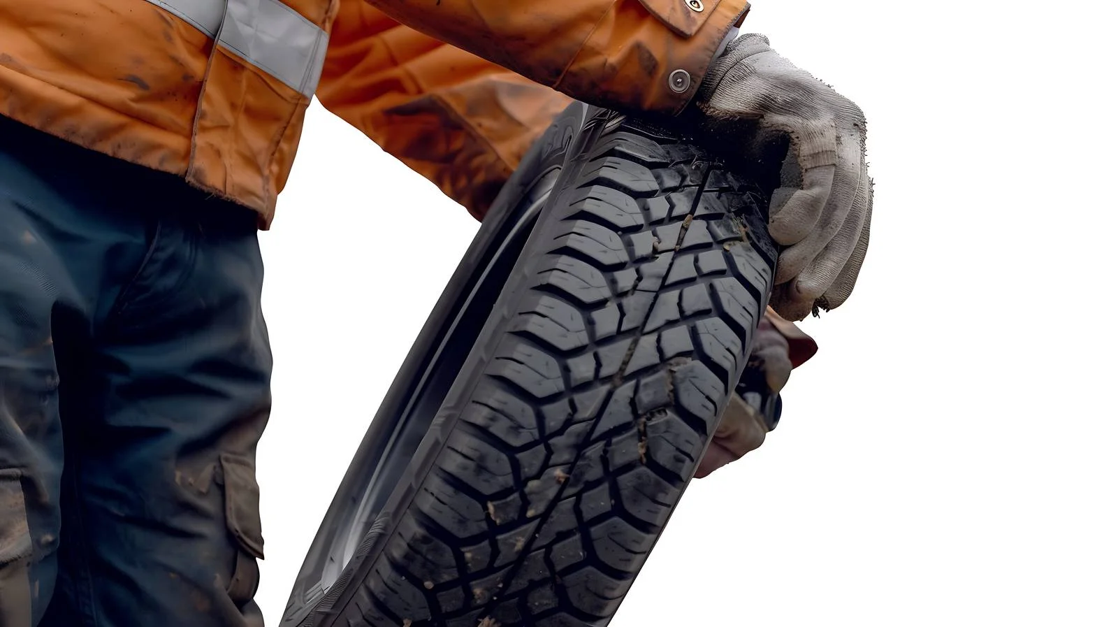 Close-up Mechanic Handling Spare Tire — free download from Dotvec