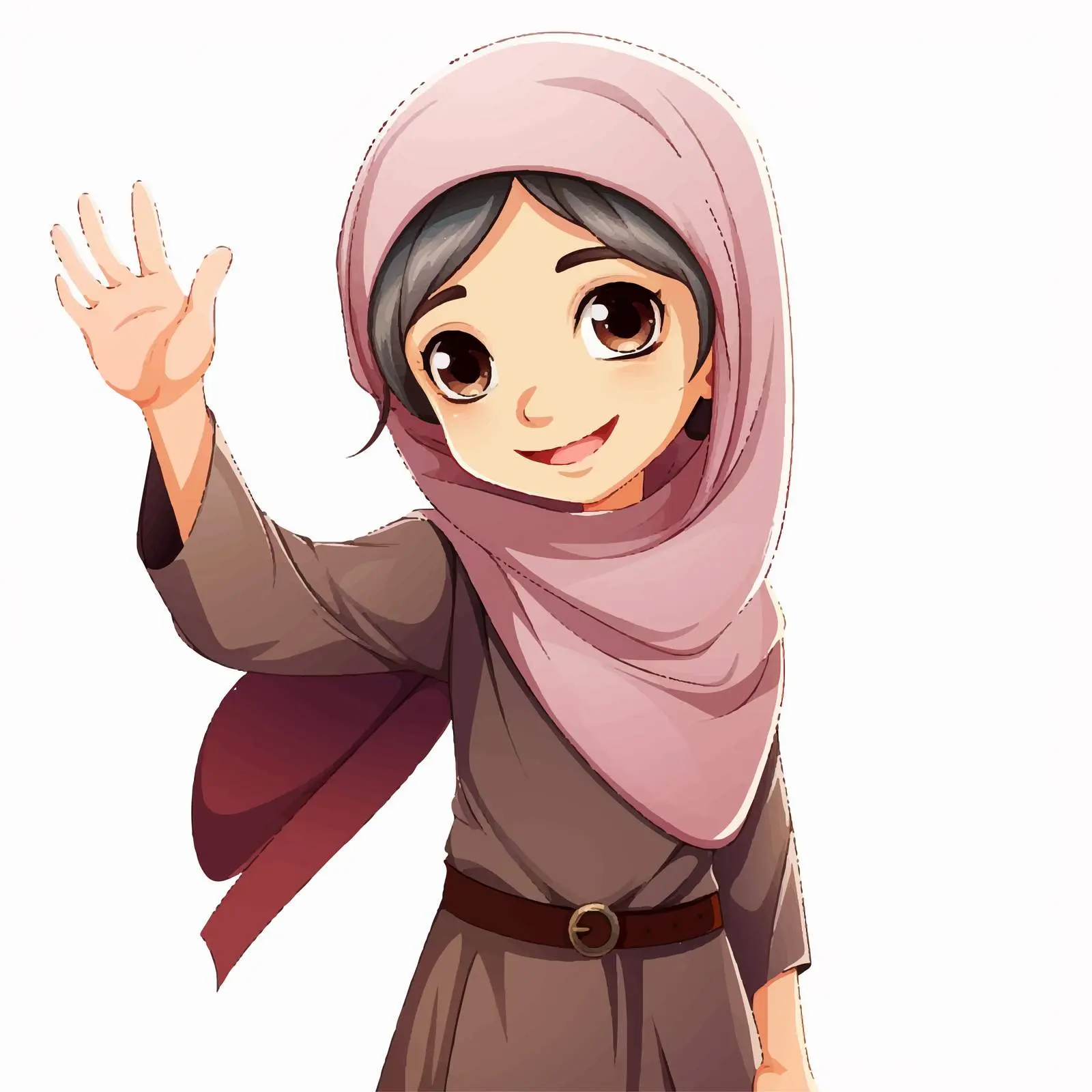 Close-Up Muslim Girl Waving Hand Vector — free download from Dotvec