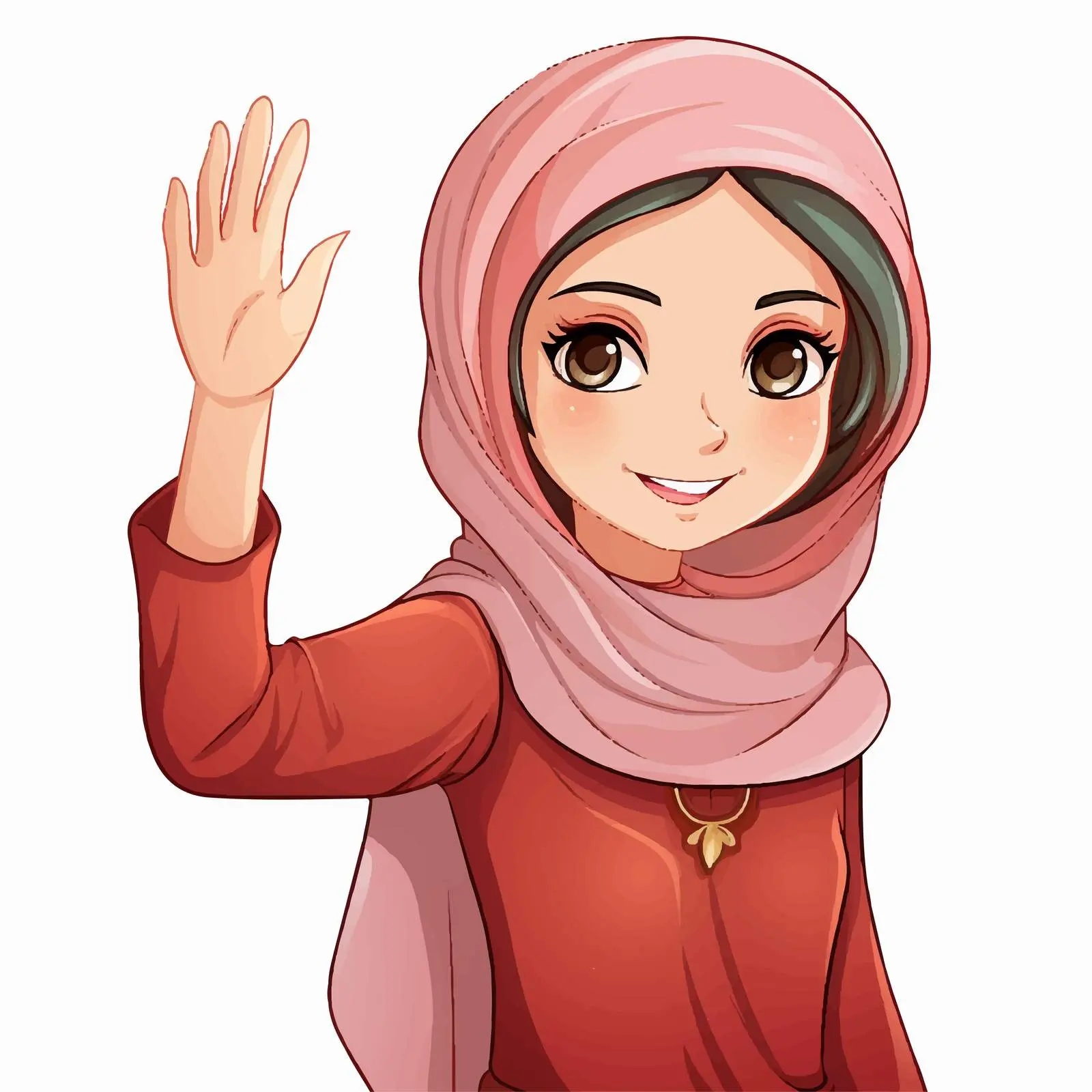 Close Up Muslim Girl Waving Hand Vector — free download from Dotvec