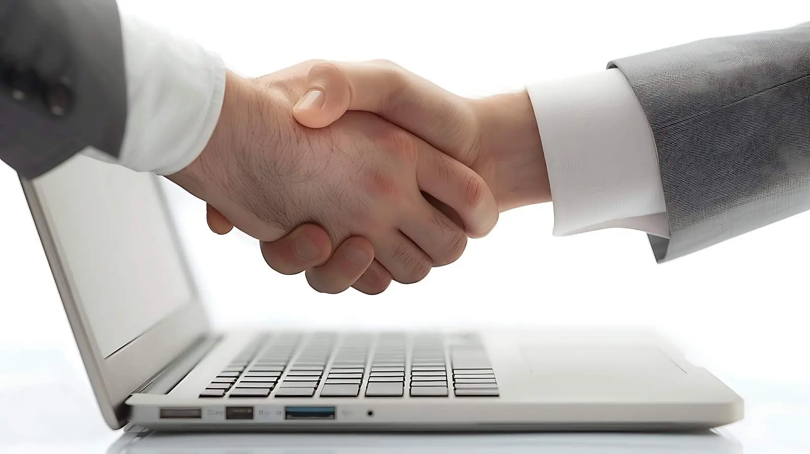 Business Handshake with Laptop Isolated on White – free trust image from Dotvec