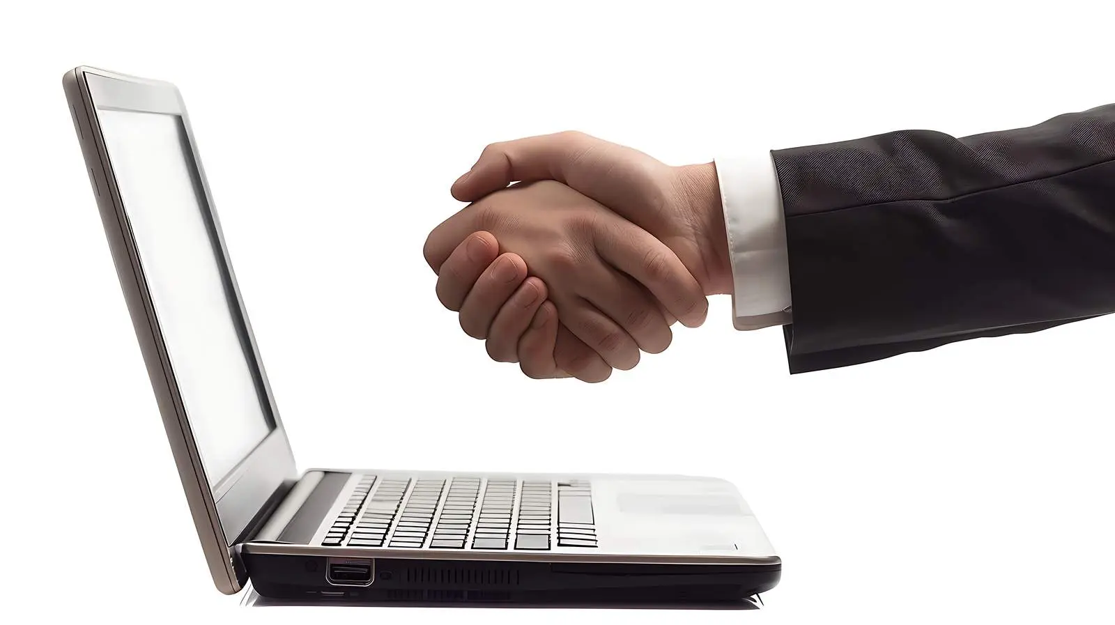 Close-up of Business Handshake with Laptop – free object image from Dotvec