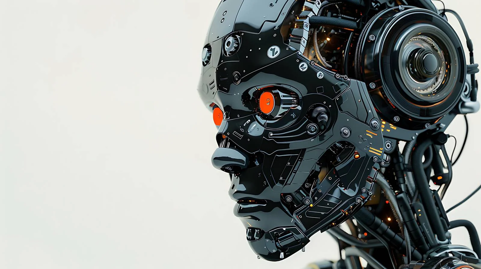 Robot Head Close-up on White Background — free download from Dotvec