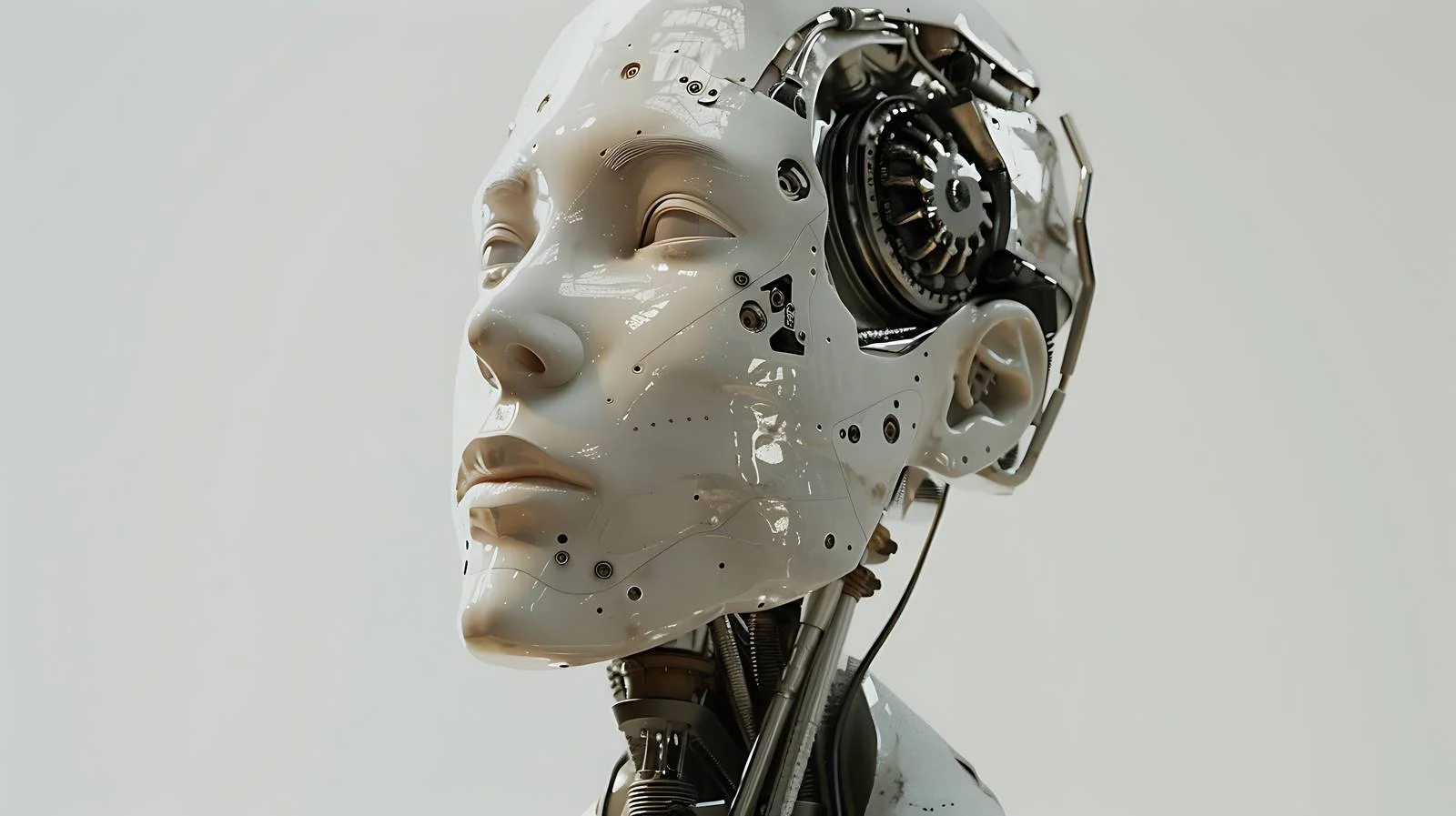 Robot Head Close-up on White Background — free download from Dotvec