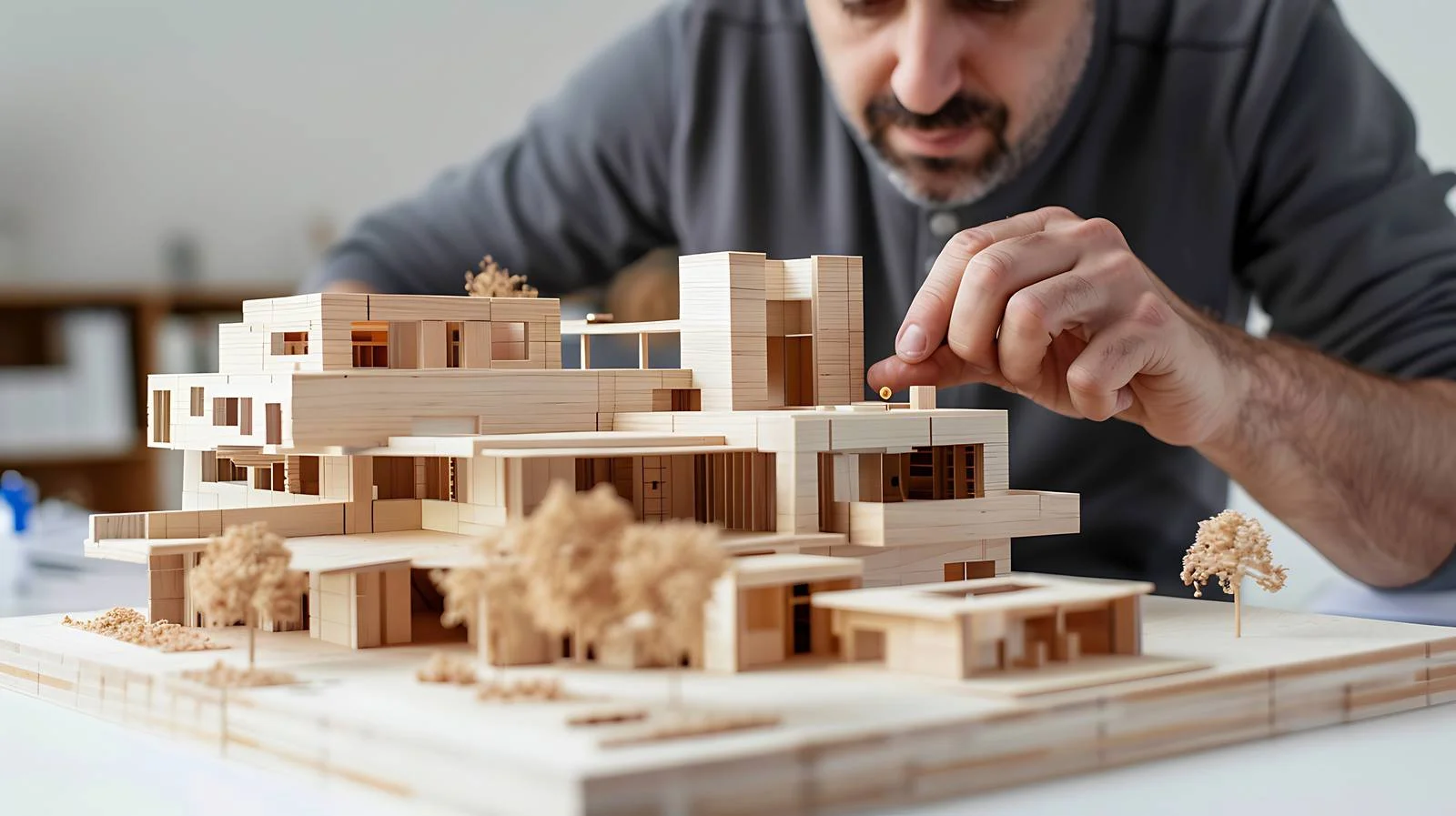 Architect Close-Up Examining Model — free download from Dotvec