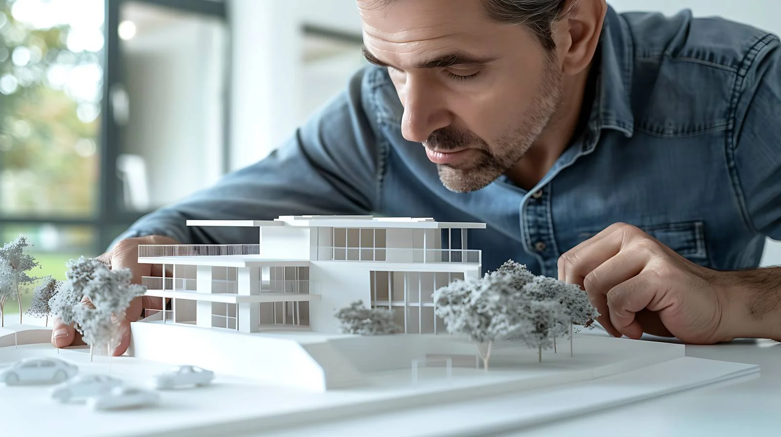 Architect assessing architectural model — free download from Dotvec