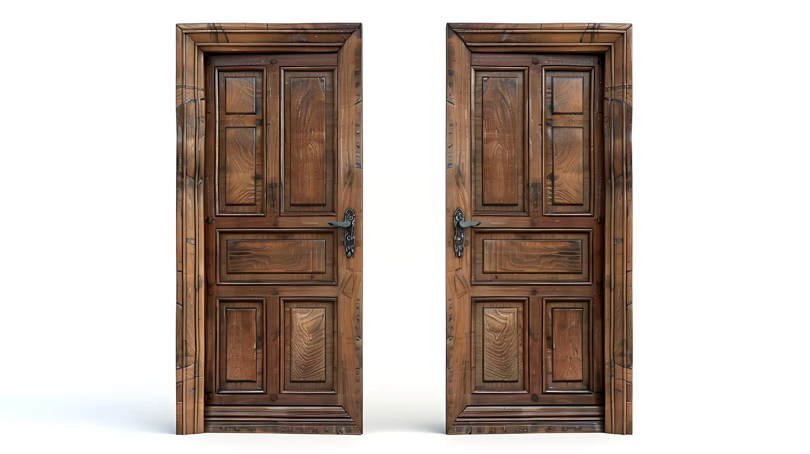Detailed View of Shut Wooden Doors on White Background — free download from Dotvec