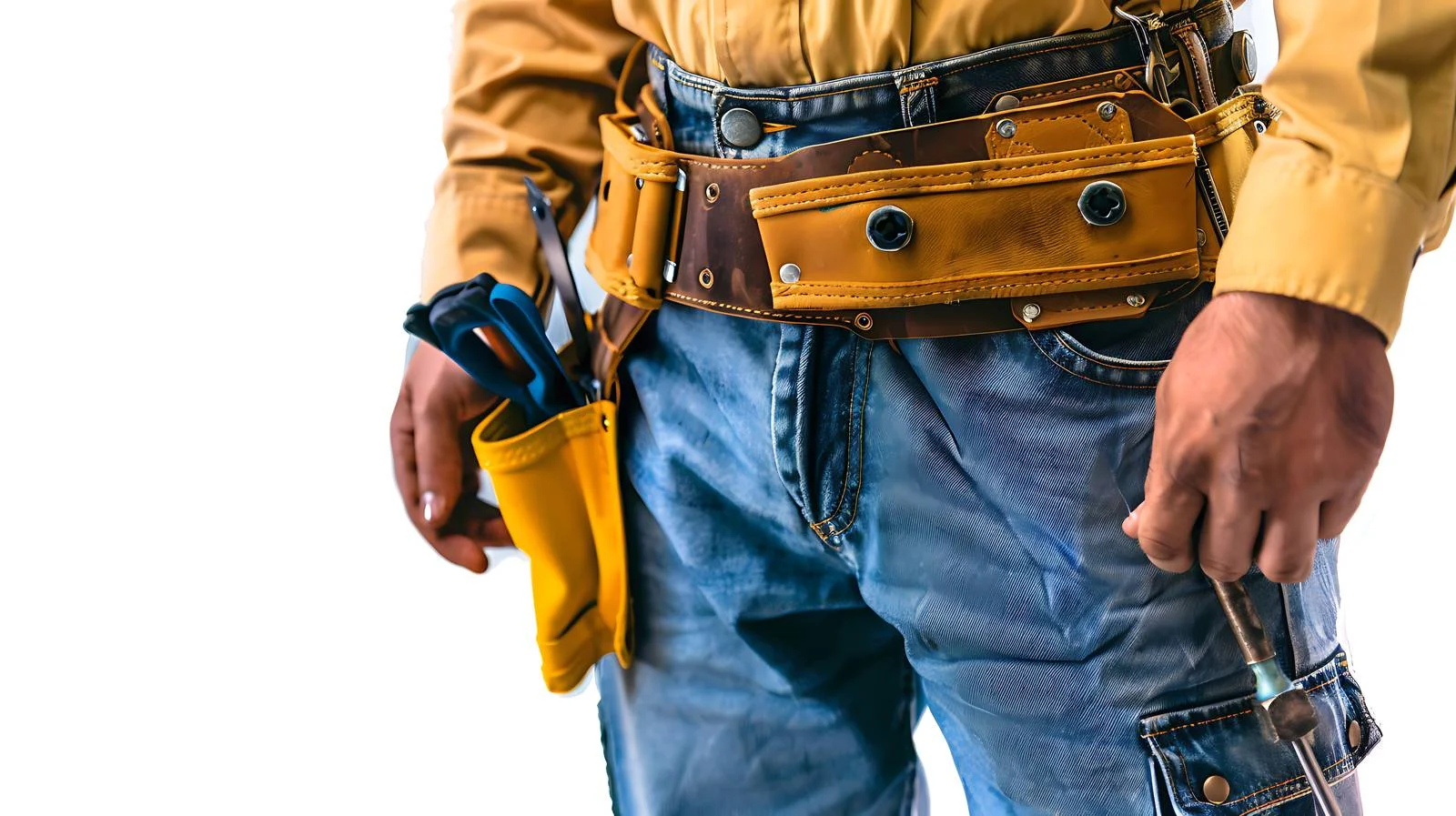 Construction Worker Close-up with Tool Belt — free download from Dotvec