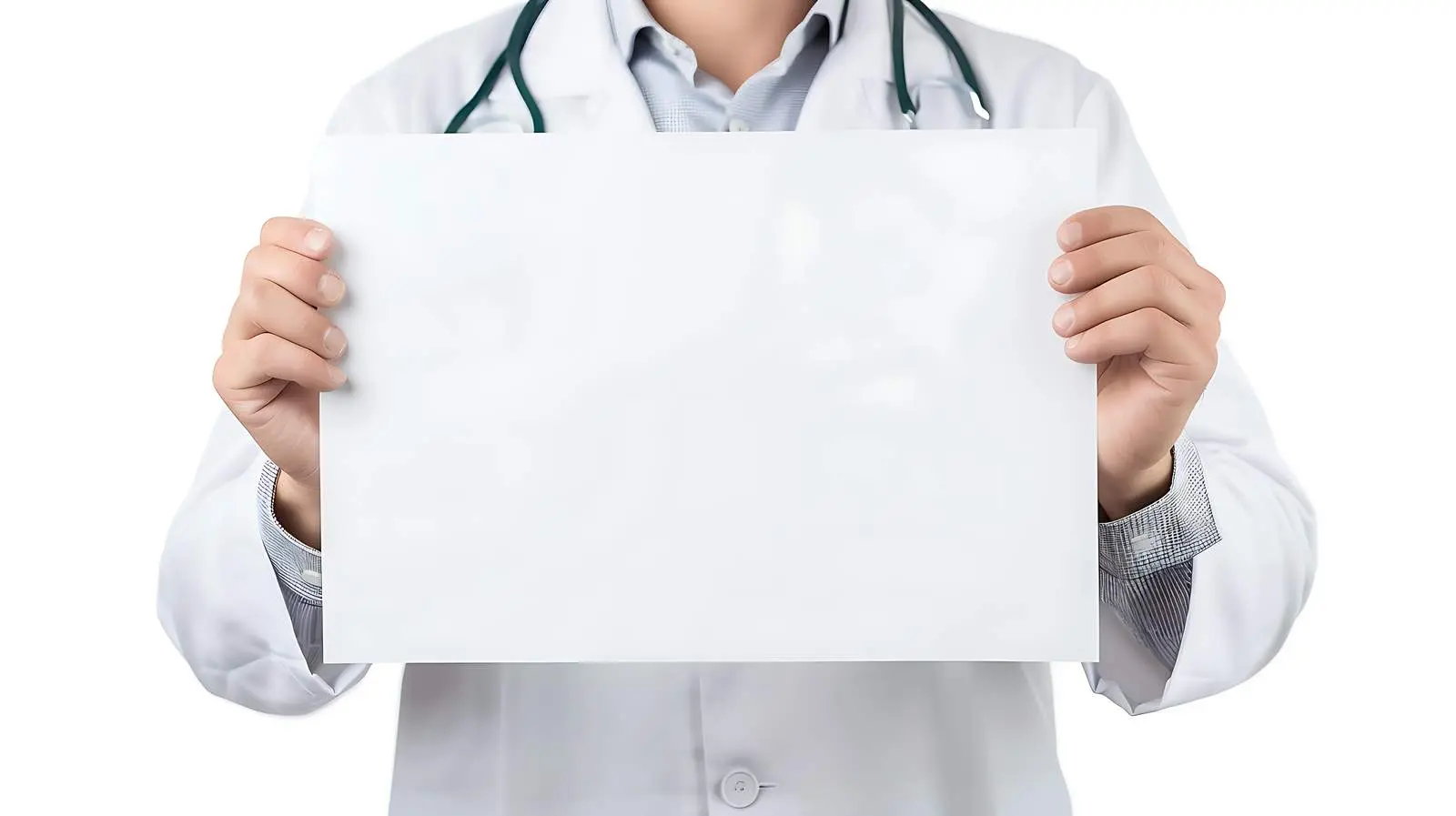 Doctor Holding Blank White Banner in Close-Up – free trust image from Dotvec