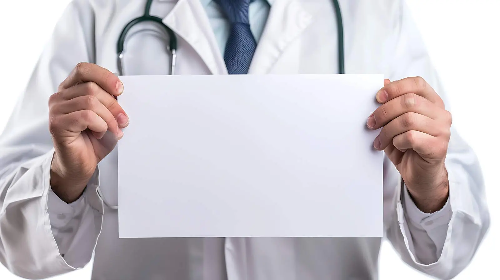 Doctor Holding Blank White Banner Isolated Background – free studio image from Dotvec