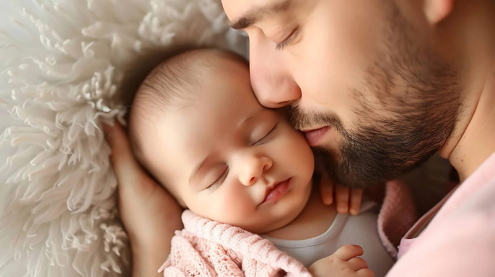 Tender Moment Father Kissing Sleeping Baby — free download from Dotvec