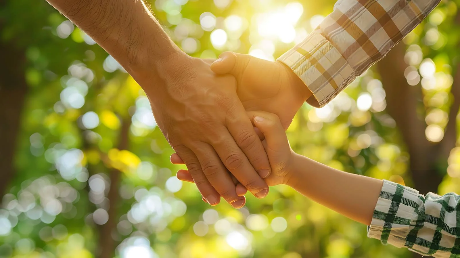 Father and Son Stacking Hands in Park — free download from Dotvec