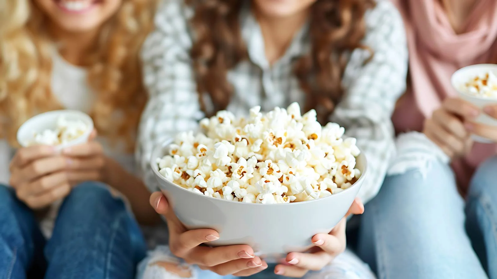 Friends Sharing Bowl on Couch — free download from Dotvec