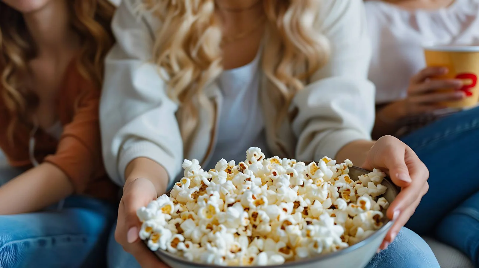 Friends Sharing Snack on Couch — free download from Dotvec