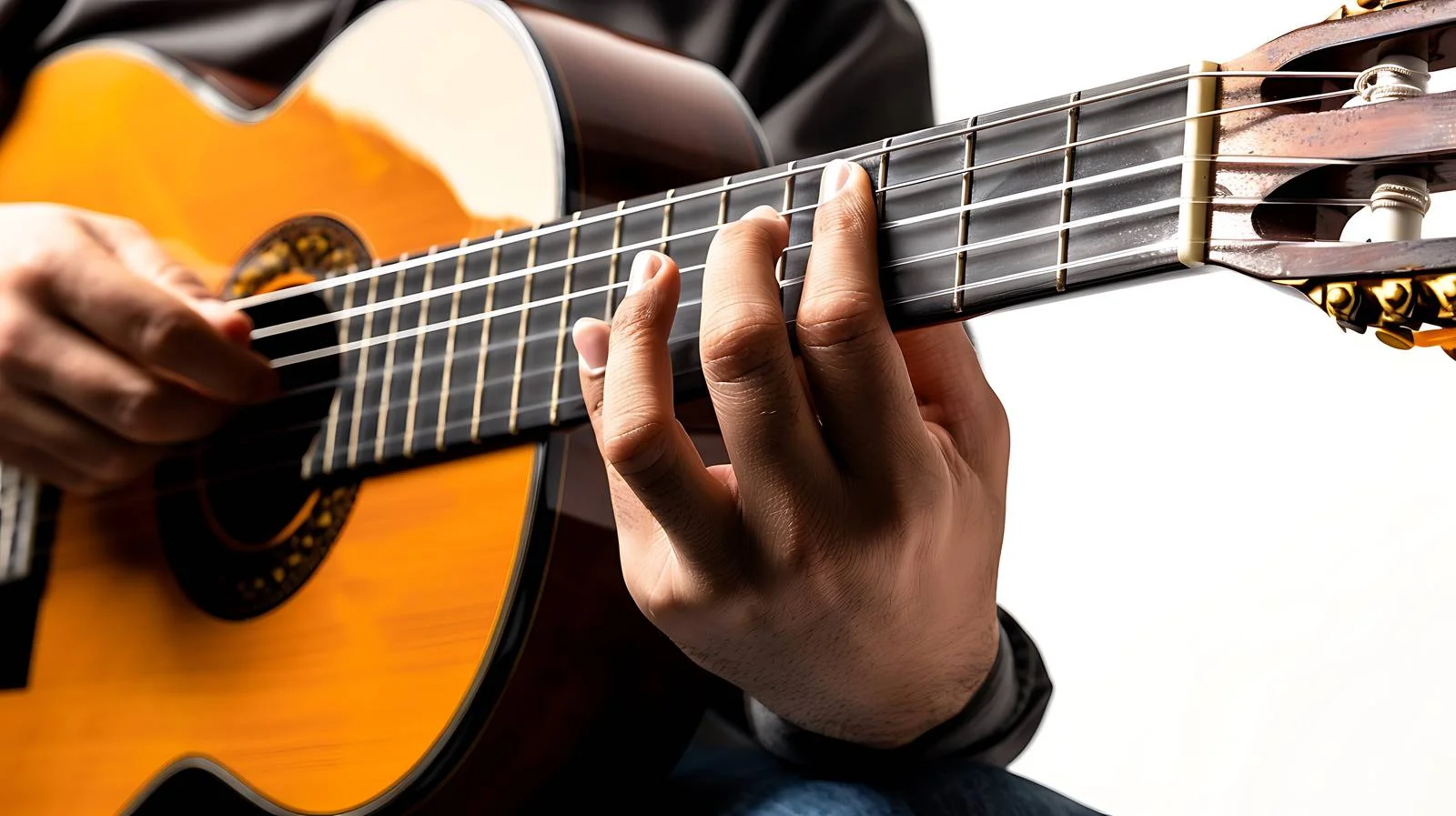 Detailed Hand Playing Guitar in Sitting Position — free download from Dotvec