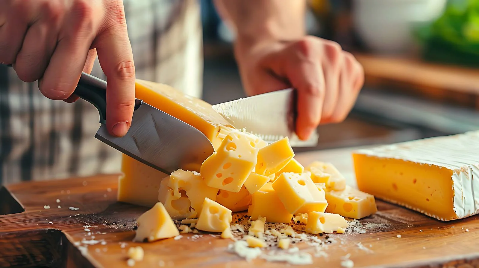Close-up Cheese Cutting on Kitchen Counter — free download from Dotvec