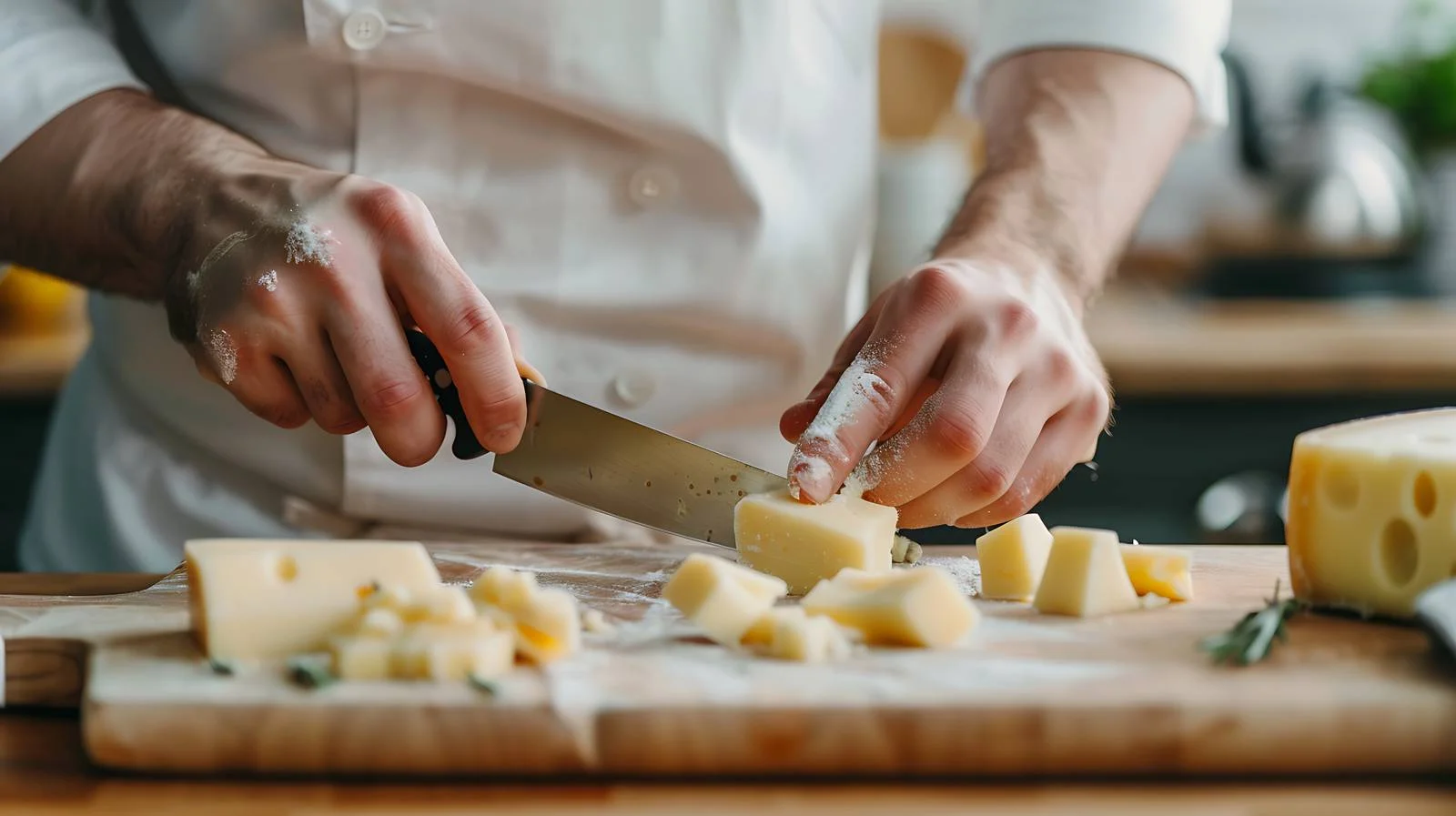 Man Cutting Cheese on Kitchen Counter — free download from Dotvec