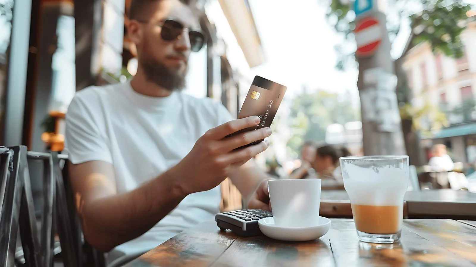 Man Making Mobile Payment with Credit Card — free download from Dotvec