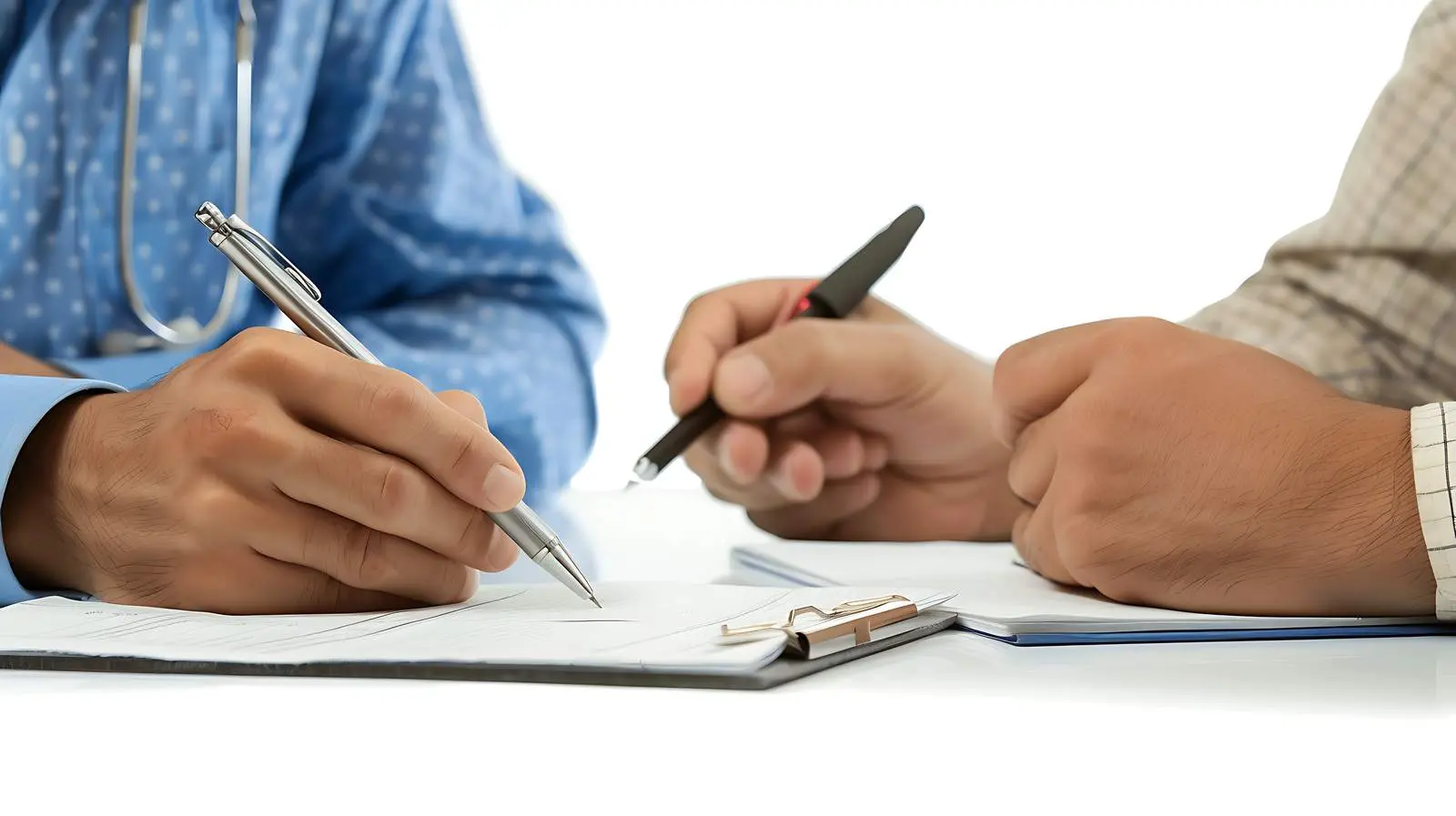 Doctor Taking Notes with Patient Consultation – free trust image from Dotvec